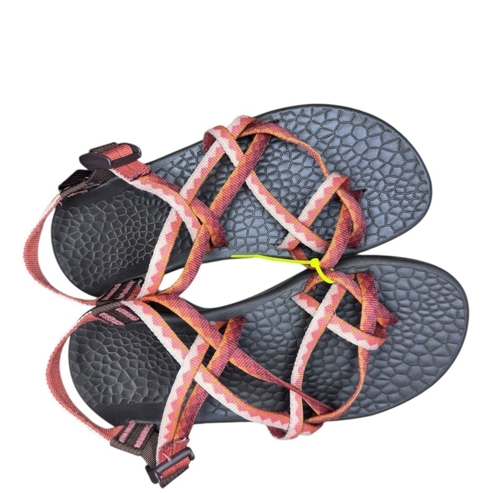 Brown Sandals with multi color straps like new sz 8 ws2
